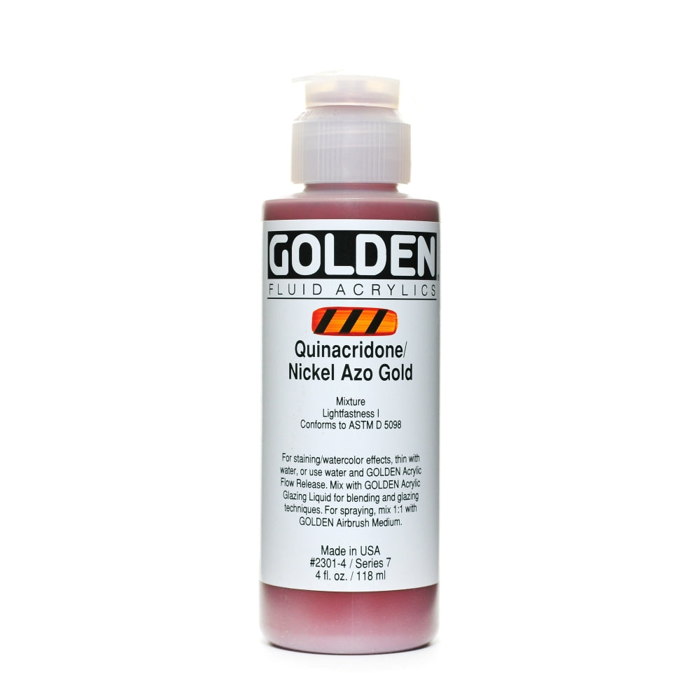 Golden Fluid Acrylic Paint, 4 Oz, Quinacridone Nickel Azo Gold