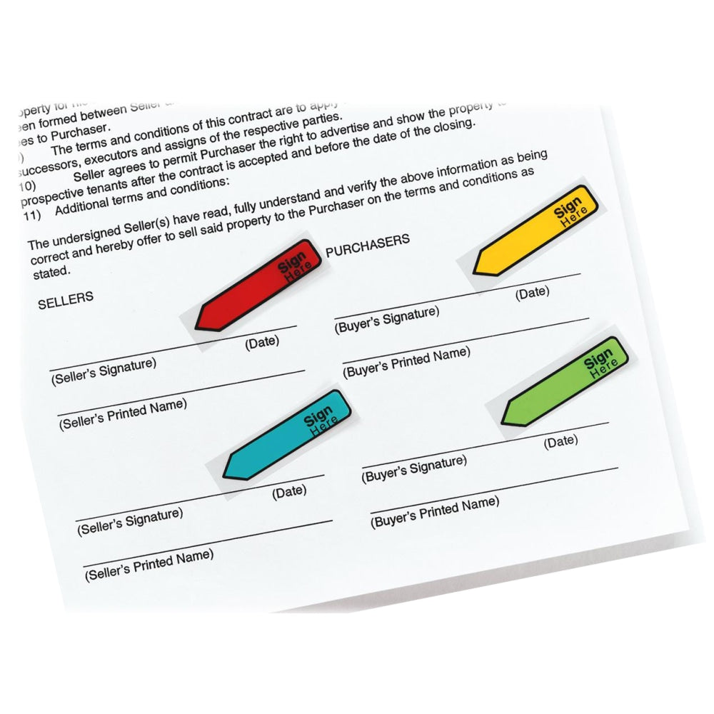 Post-it Sign-and-Date Message Flags, Assorted Bright Colors, 1/2in, Pack Of 80