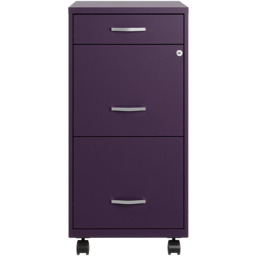 Realspace SOHO Organizer 18inD Vertical 3-Drawer Mobile File Cabinet, Purple