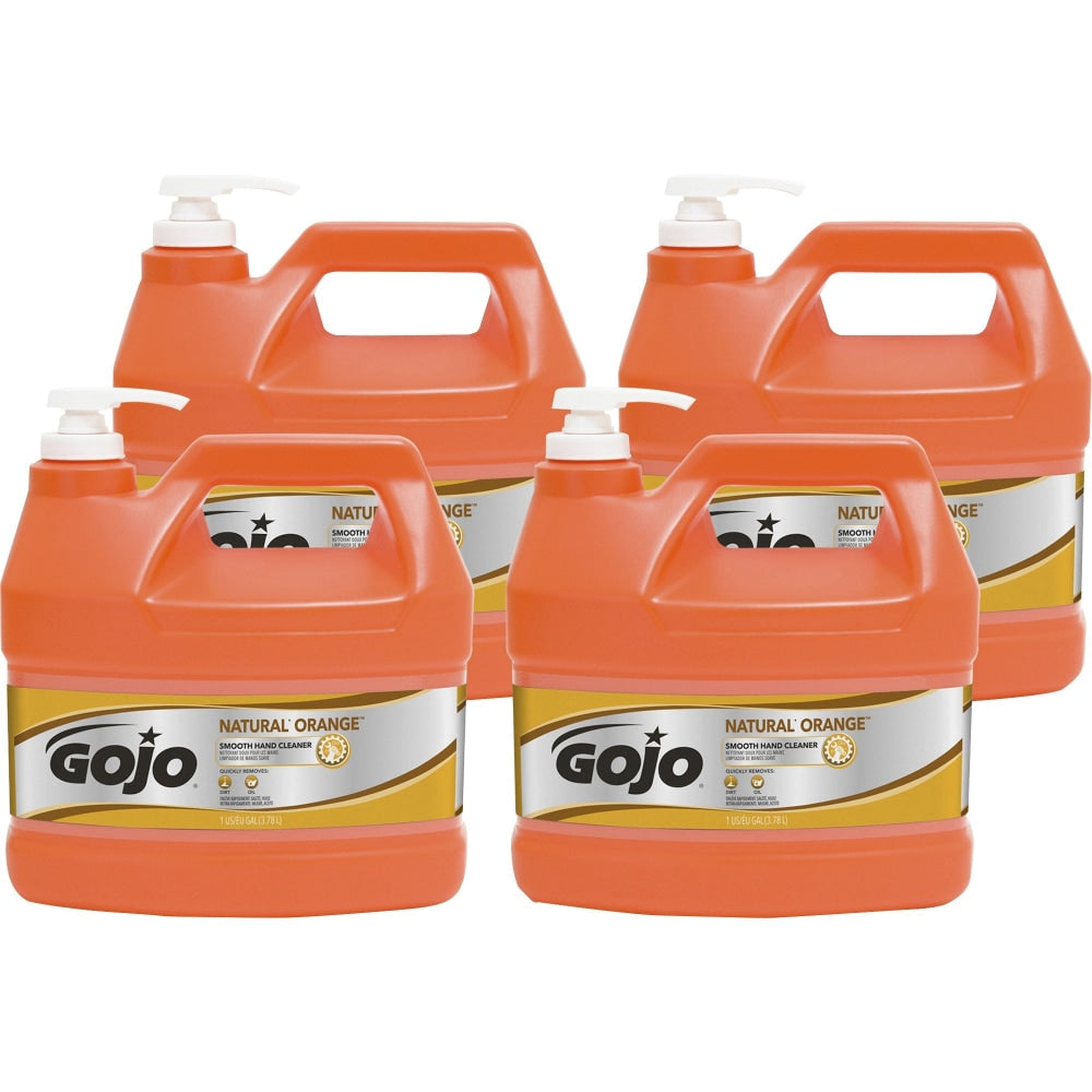 Gojo Natural Orange Smooth Hand Cleaner - Citrus Scent - 1 gal (3.8 L) - Pump Bottle Dispenser - Soil Remover, Dirt Remover, Grease Remover - Hand - Orange - 4 / Carton