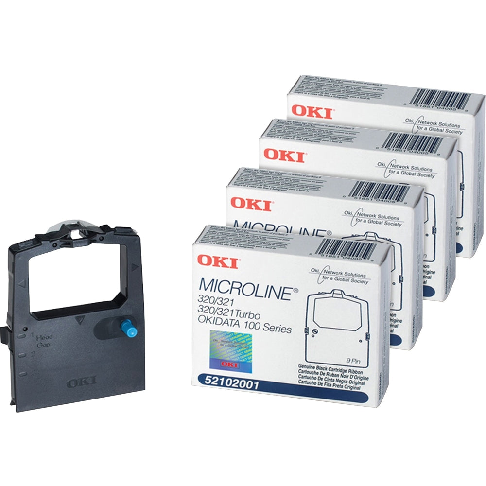 Oki Dot Matrix Ribbon Cartridge - Black - 4 / Bundle - 3 Million Characters