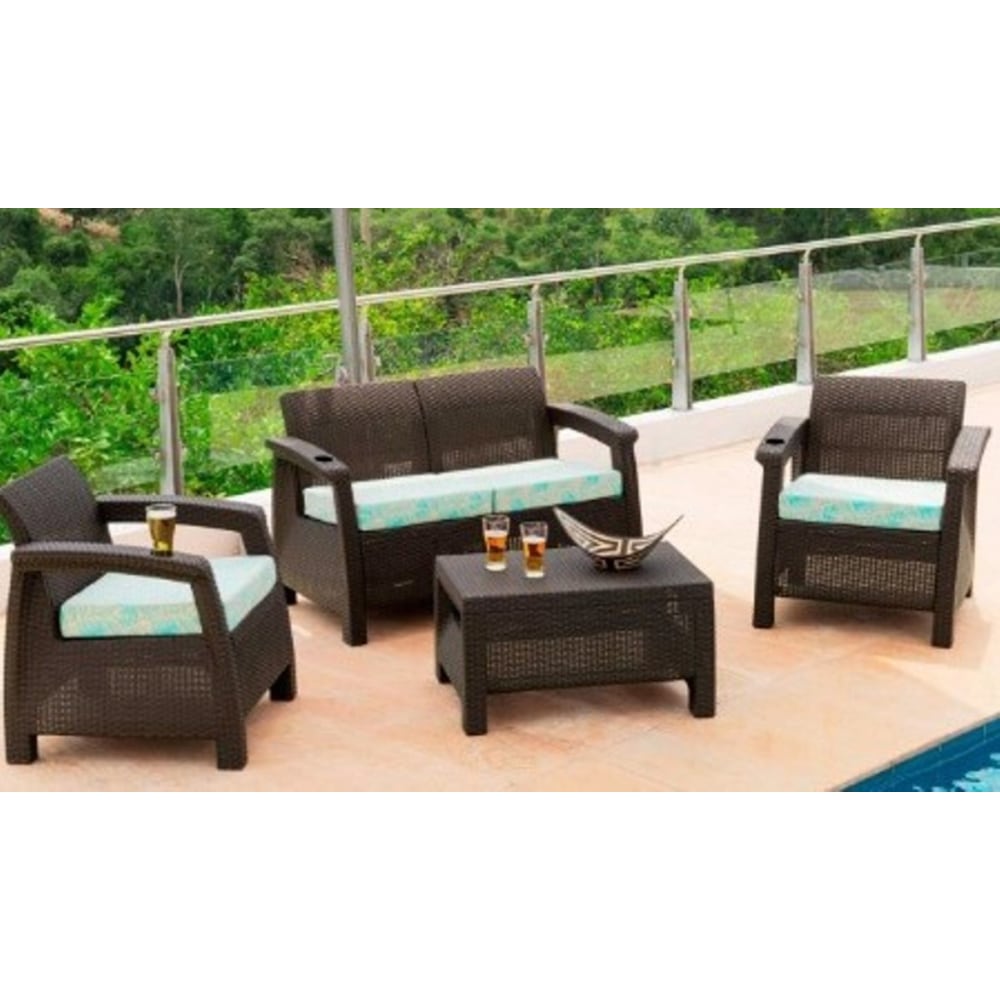 Inval MQ FERRARA 4-Piece Comfort Furniture Set, Espresso/Turquoise