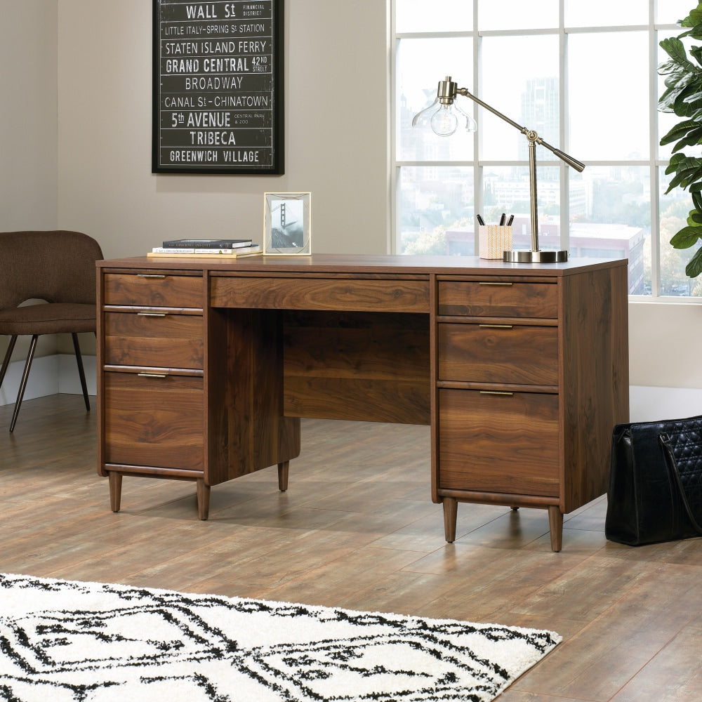 Sauder Clifford Place 59inW Mid-Century Executive Computer Desk, Grand Walnut