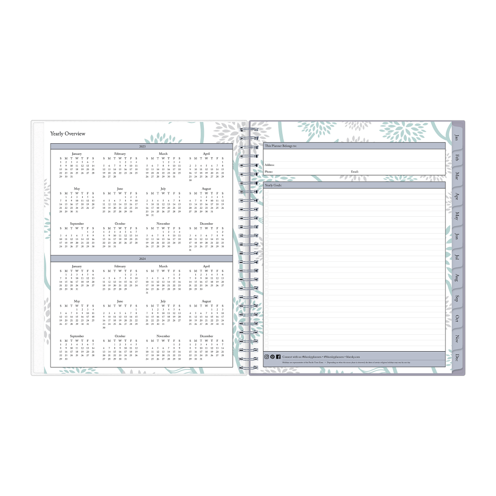 2024 Blue Sky Rue Du Flore Frosted Monthly Planning Calendar, 8in x 10in, Mint Green, January to December 2024, 101605