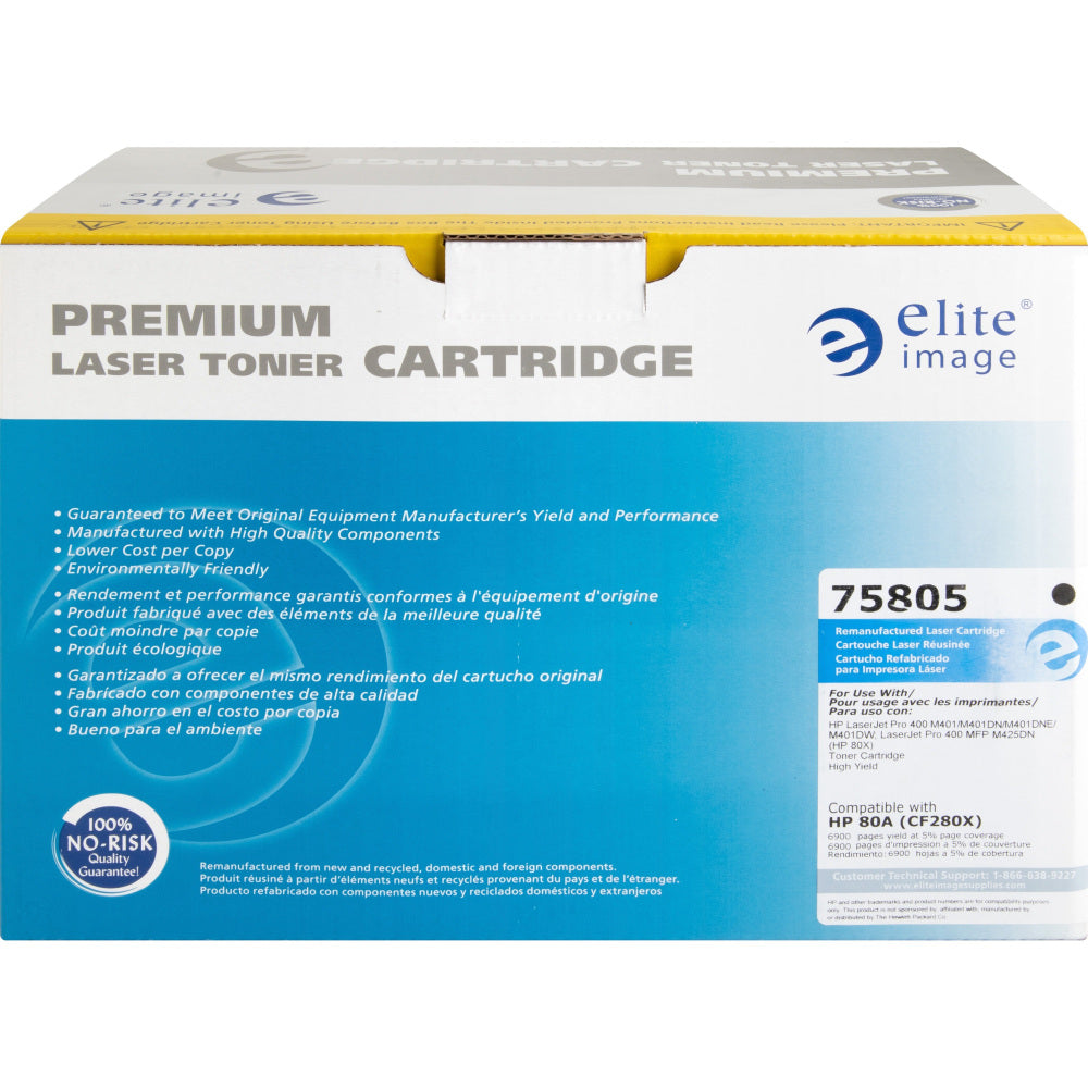 Elite Image Remanufactured Black High Yield Toner Cartridge Replacement For HP 80X, CF280X