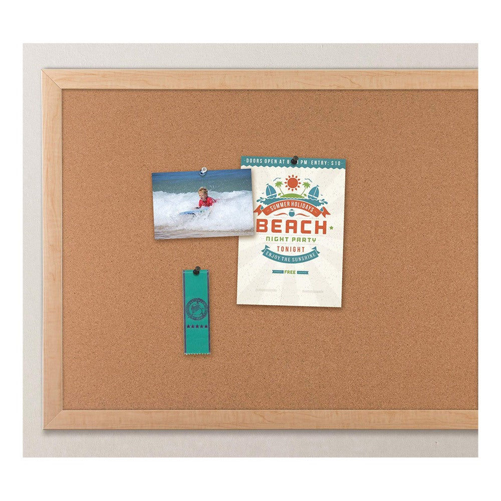 U Brands Cork Bulletin Board, 47in x 35in, Birch Wood Frame