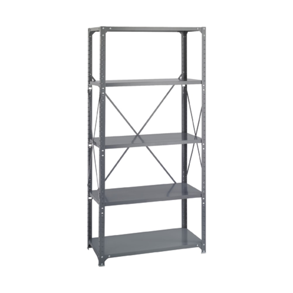 Safco Commercial Steel Shelving, 5 Shelves, 36in W x 18in D x 75in H