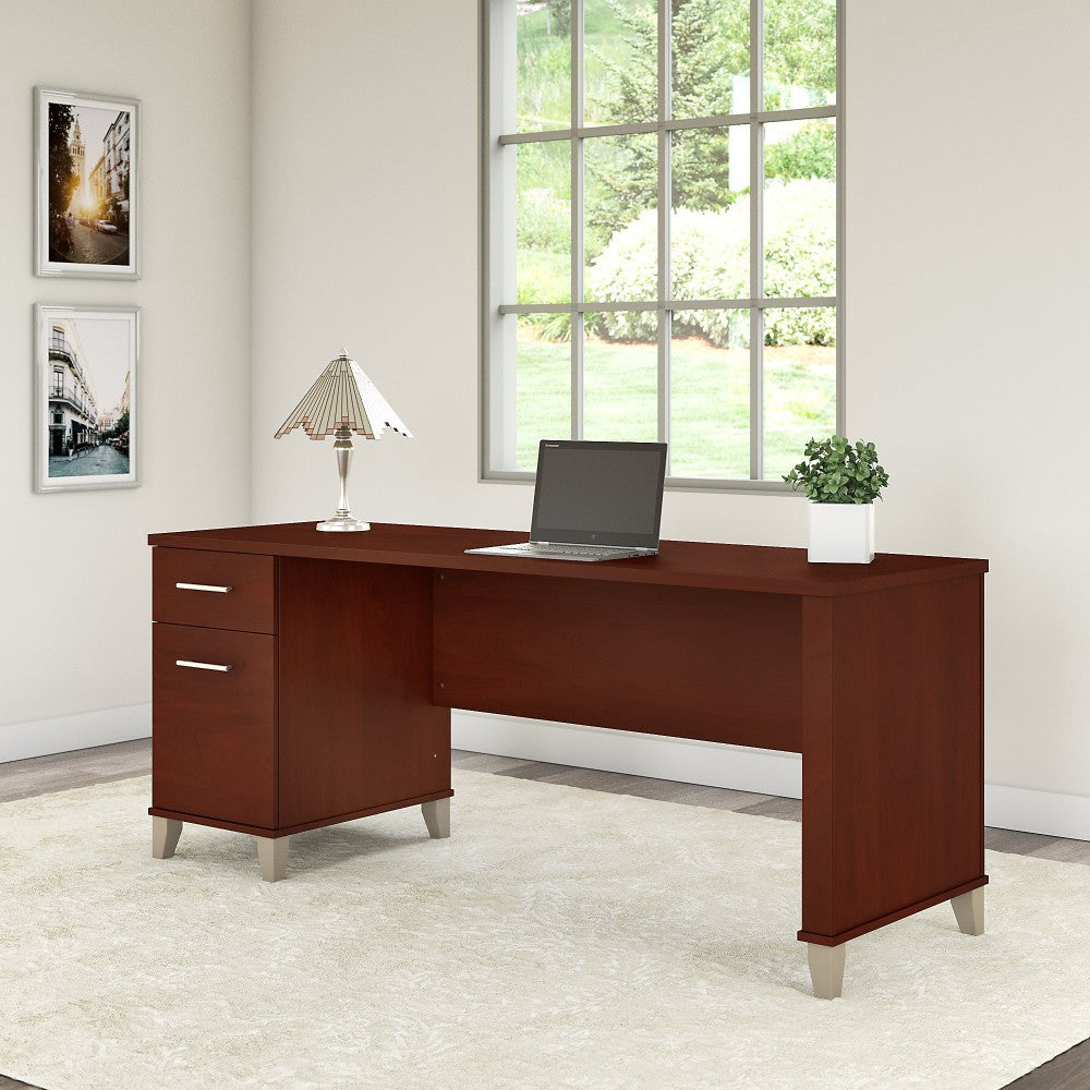 Bush Furniture Somerset Office 72inW Computer Desk With Drawers, Hansen Cherry, Standard Delivery