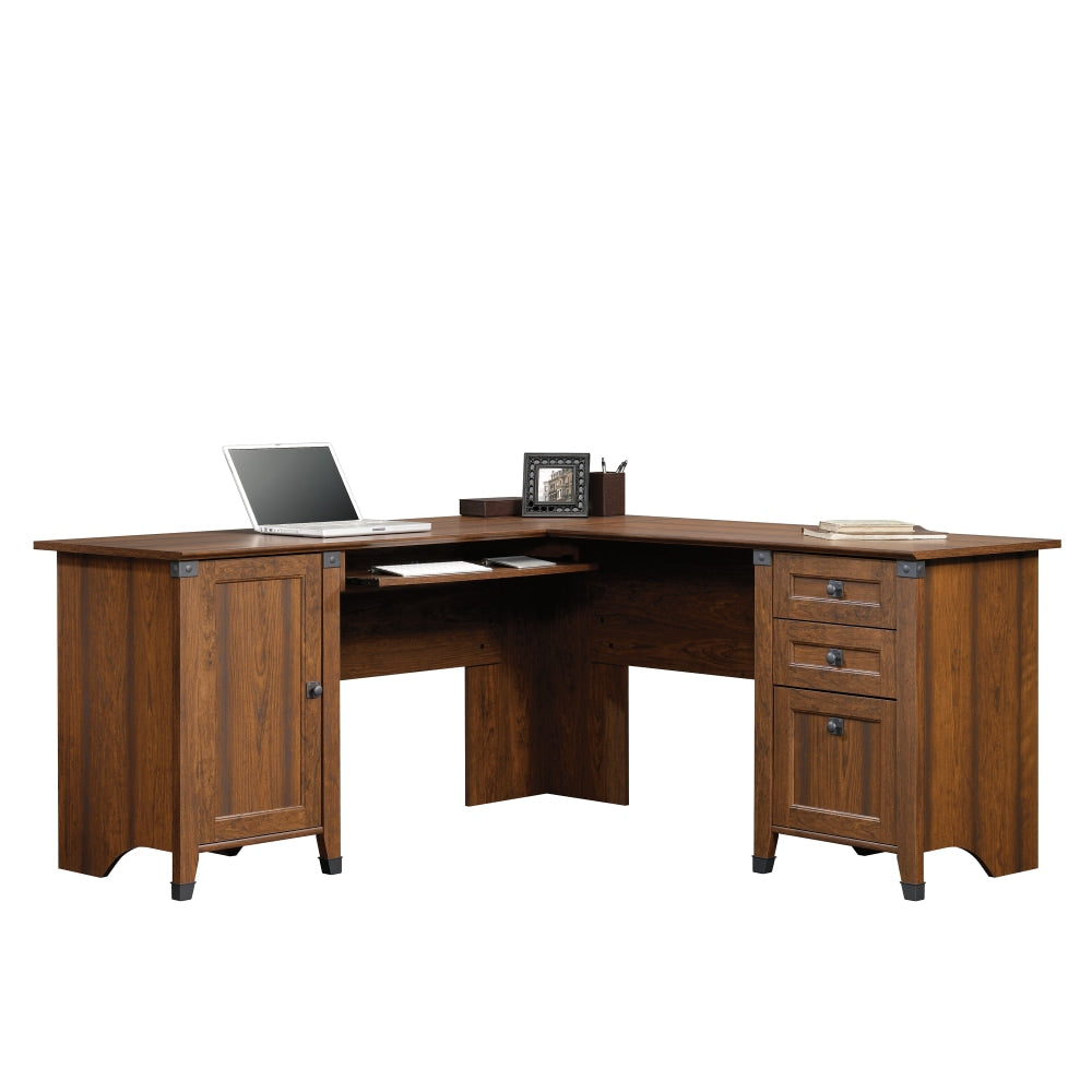 Sauder Carson Forge 67inW "L"-Shaped Corner Desk, Washington Cherry