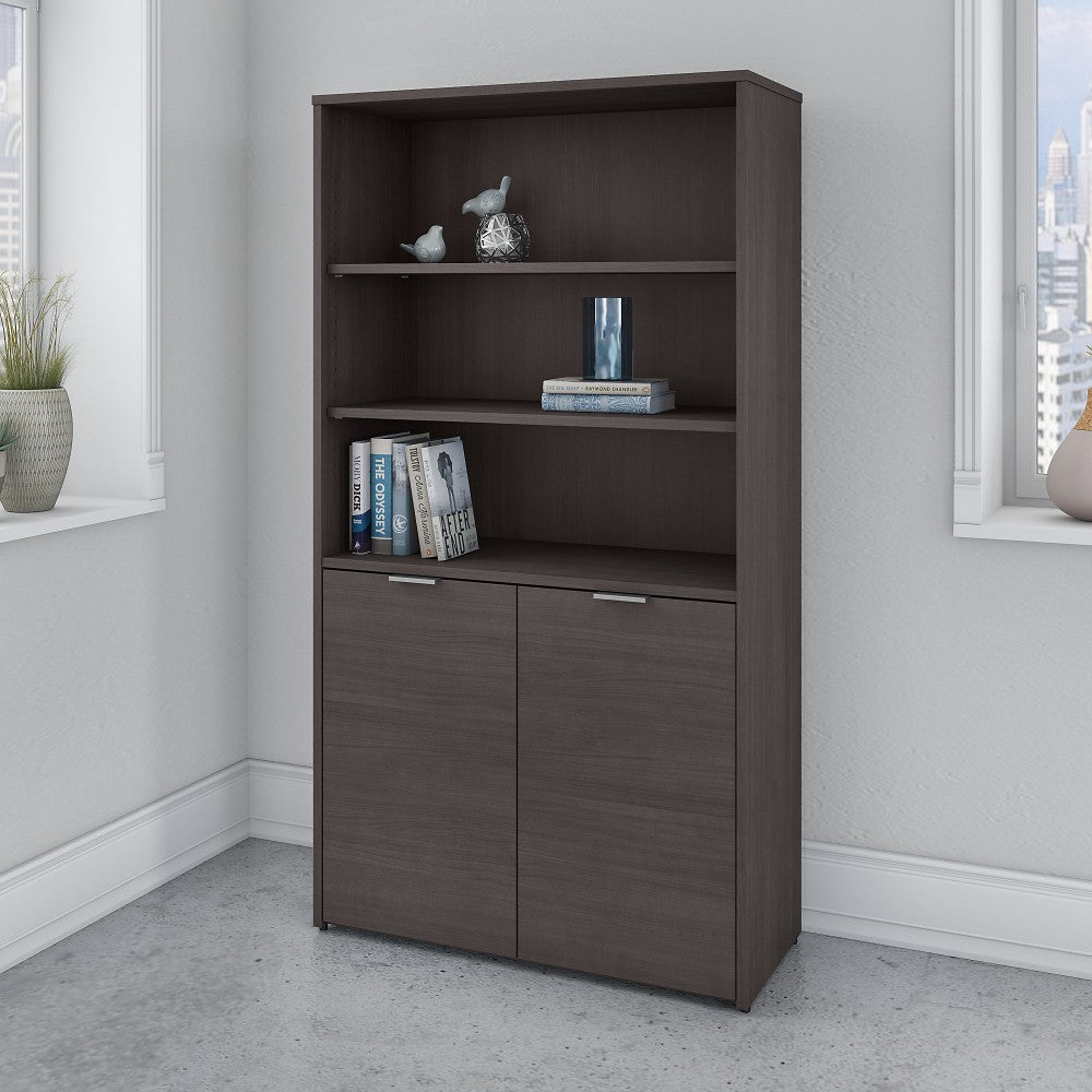 Bush Business Furniture Jamestown 67inH 5-Shelf Bookcase With Doors, Storm Gray, Standard Delivery