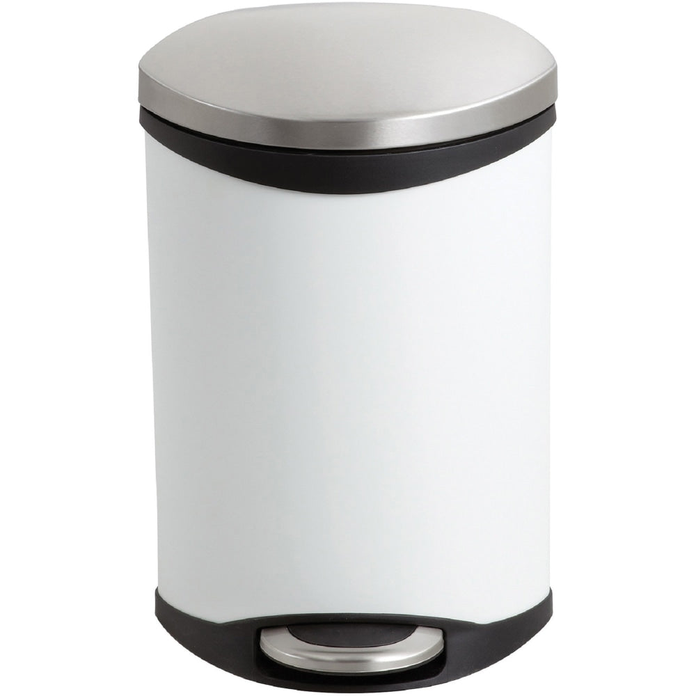 Safco Hands-Free Step-On Trash Receptacle, 3 Gallons, 12in x 8 1/2in x 17in, White