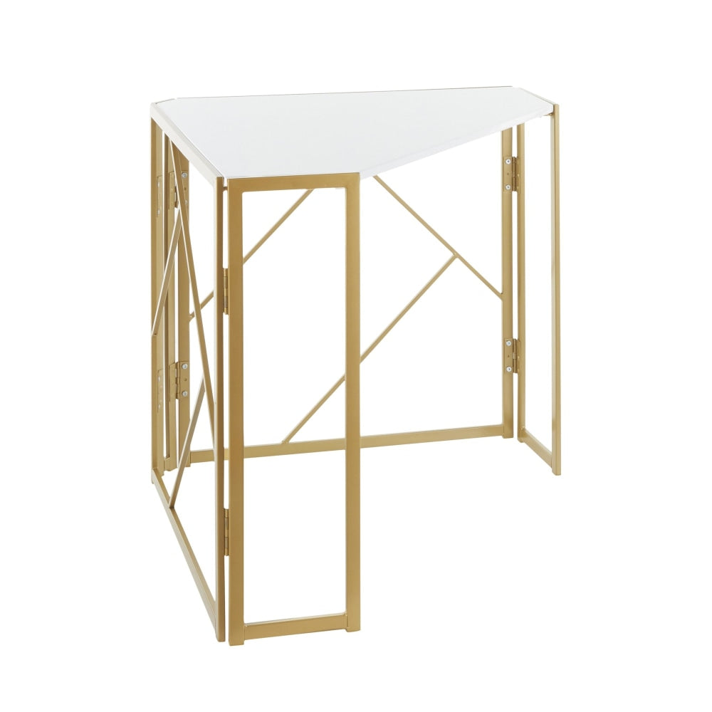 LumiSource Folia 32inW Corner Desk, Gold/White