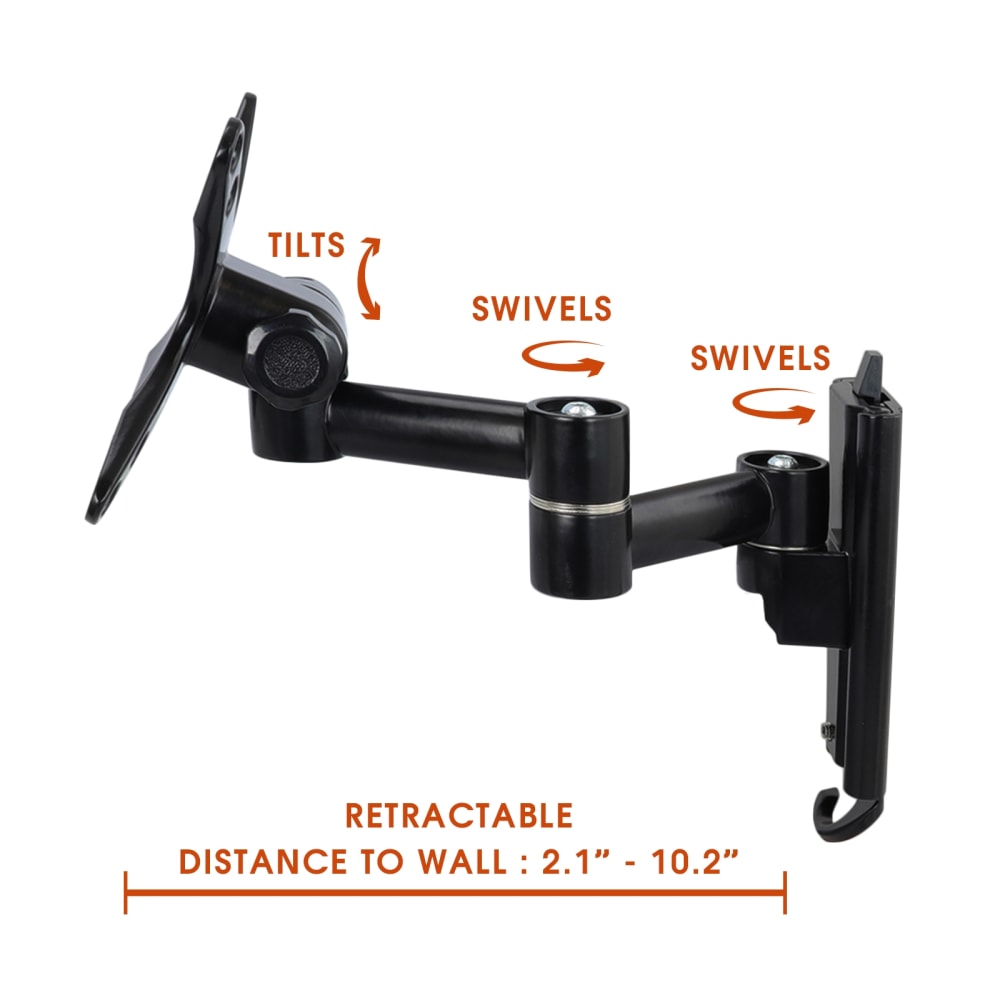 MegaMounts Full-Motion Wall Mount For 13 - 30in TVs With HDMI Cable, 4.8inH x 4.5inW x 4.5inD, Black