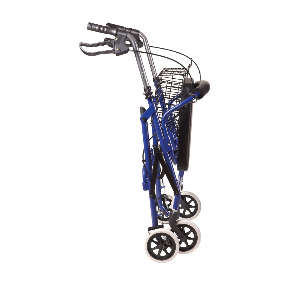 DMI Ultra-Lightweight Adjustable Aluminum Folding Hemi Rollator With Seat, 34 1/2inH x 24inW x 17inD, Royal Blue