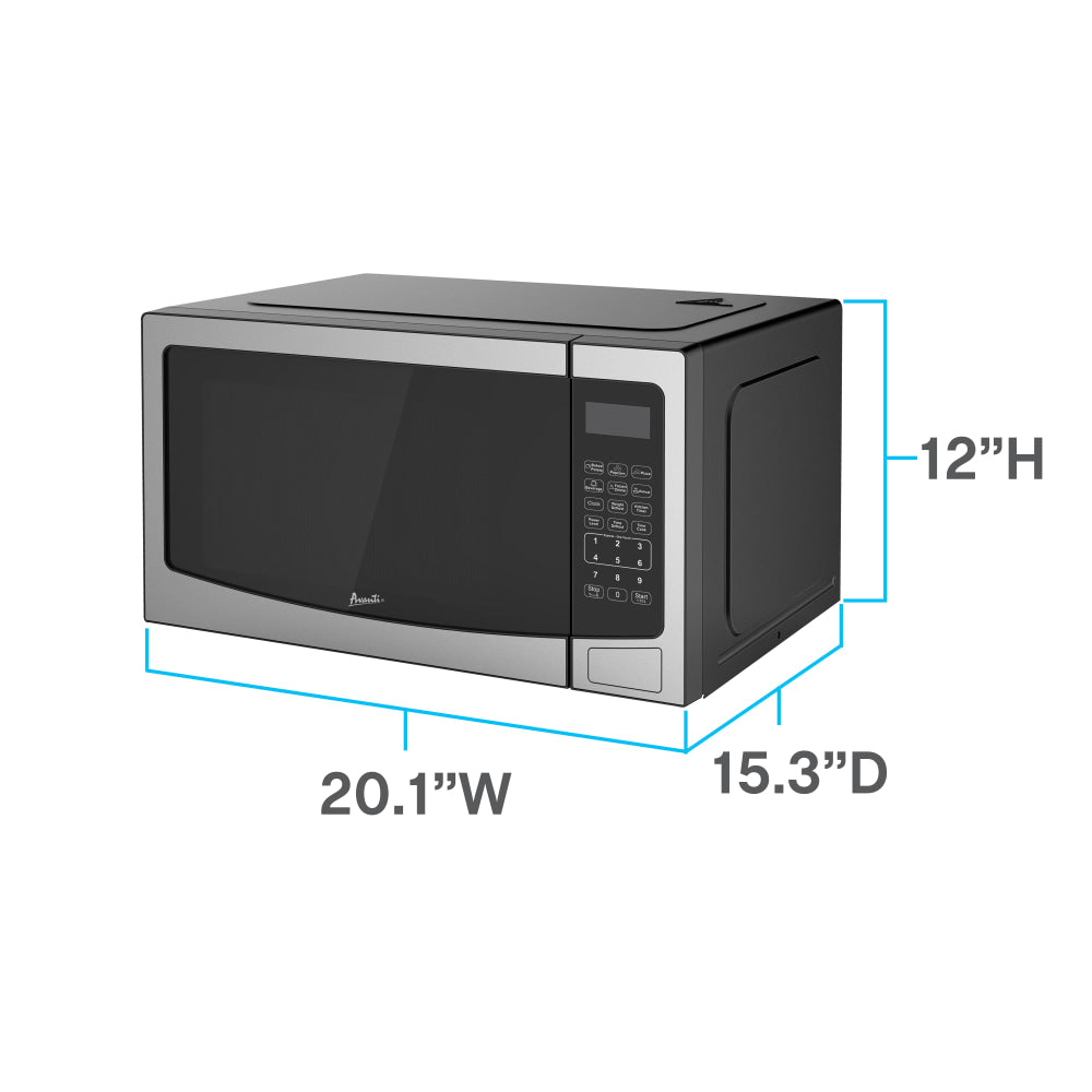 Avanti Touch Microwave Oven, 1.5 cu ft, 13inH x 18-1/4inW x 21-1/4inD, Stainless Steel