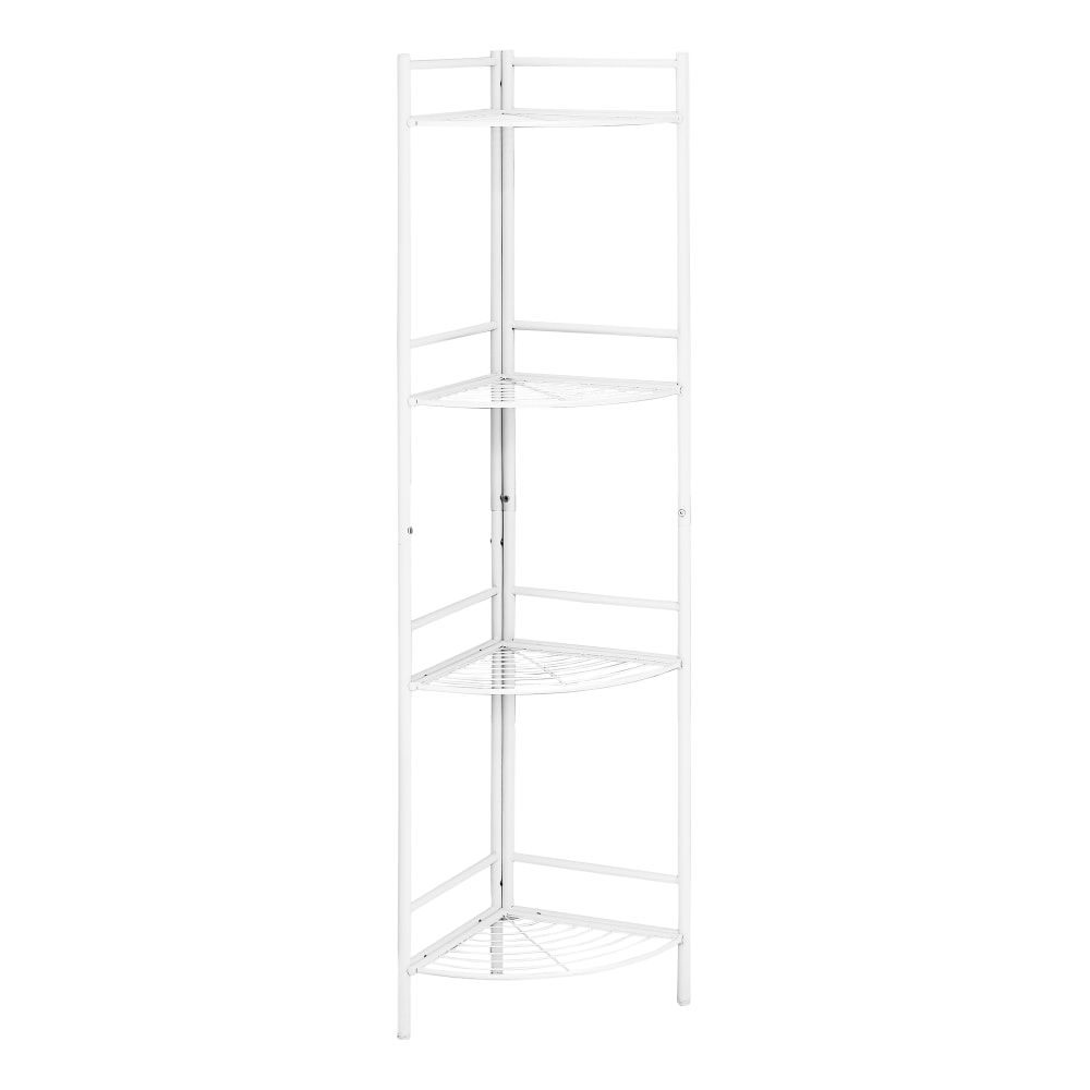 Monarch Specialties Abigail 58inH 4-Shelf Corner Etagere Bookcase, White