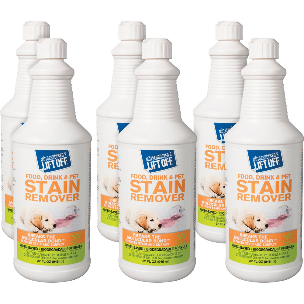 MOtsenbOckers Lift Off Food/Drink/Pet Stain Remover - 32 fl oz (1 quart)Bottle - 6 / Carton - White