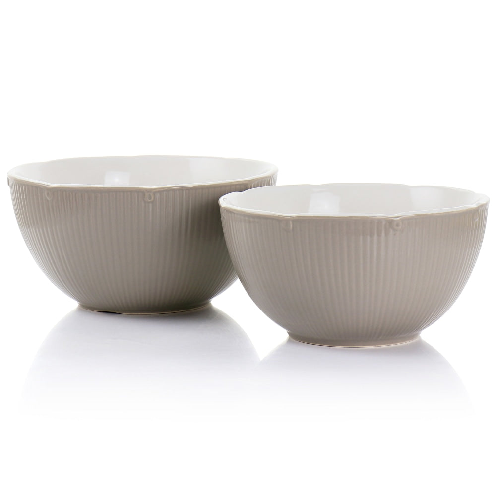 Martha Stewart 2-Piece Serving Bowl Set, Taupe