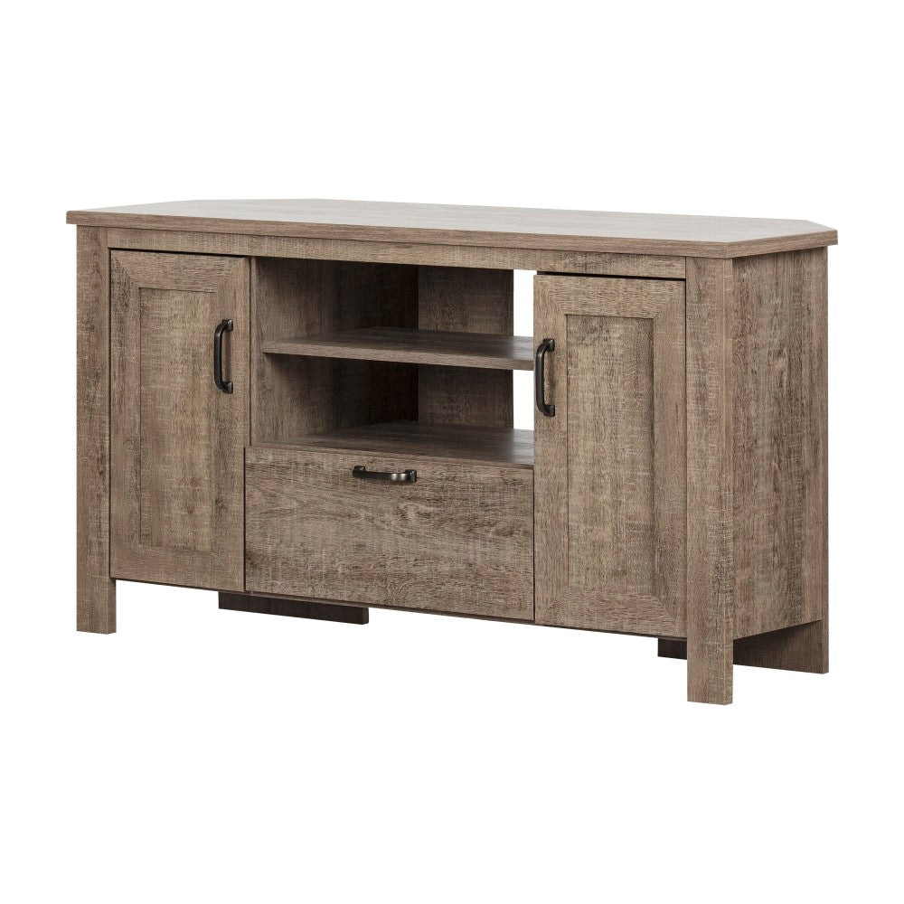 South Shore Lionel Corner TV Stand, 26inH x 47-3/4inW x 17-1/2inD, Weathered Oak