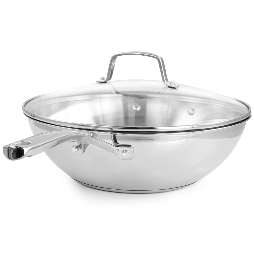 Martha Stewart Essential Stainless Steel Pan With Lid, 12in, Silver