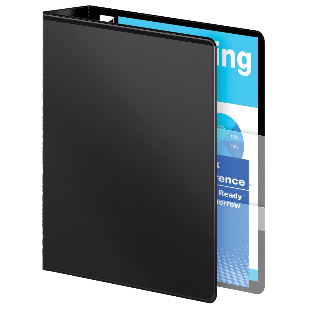 Wilson Jones Premium One-Touch View 3-Ring Binder, 2in Round Rings, 50% Recycled, Black