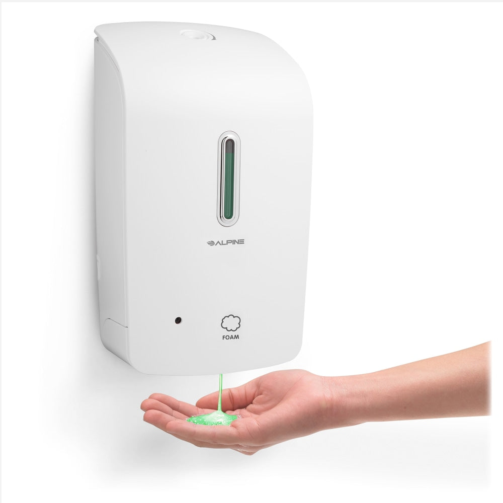 Alpine Automatic Foam Soap Dispenser, 11-1/4inH x 6-5/16inW x 4-7/16inD, White