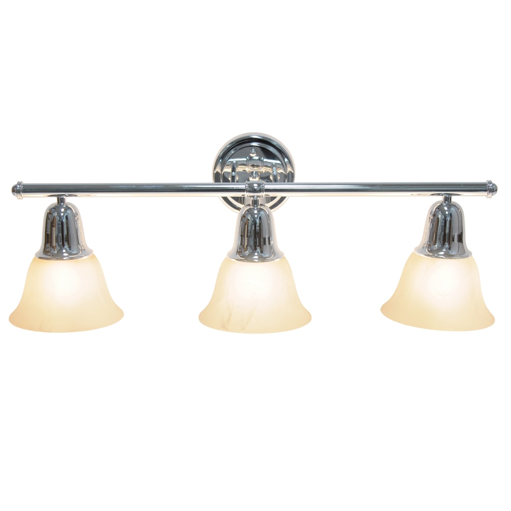 Lalia Home Essentix 3-Light Wall Mounted Vanity Light Fixture, 26-1/2inW, Alabaster White/Chrome