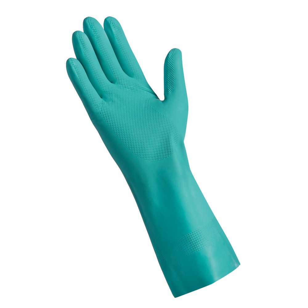 Tradex International Flock-Lined Nitrile General Purpose Gloves, X-Large, Green, 24 Per Pack, Case Of 12 Packs