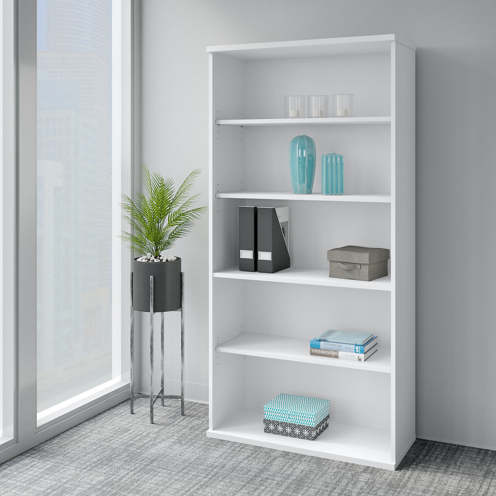 Bush Business Furniture Easy Office 73inH 5-Shelf Bookcase, White, Standard Delivery