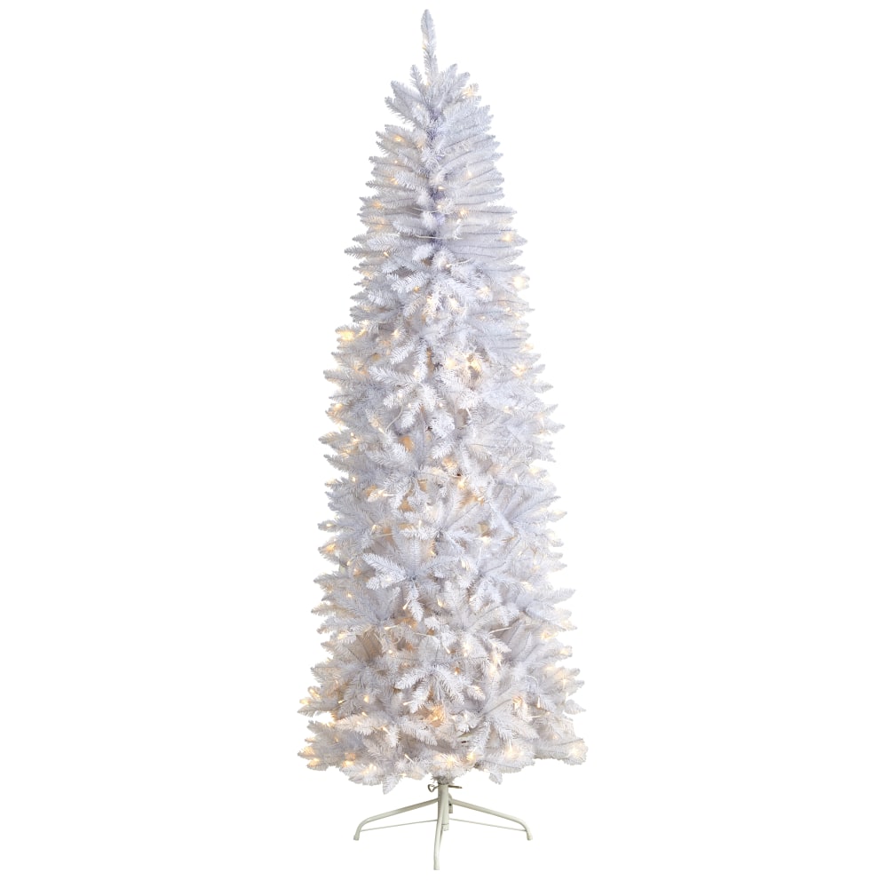 Nearly Natural Slim Artificial Christmas Tree, 7'H, White