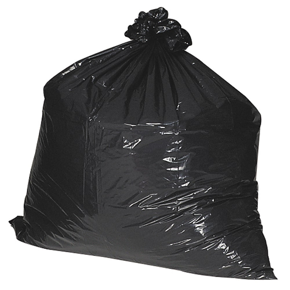 Nature Saver 75% Recycled Heavy-Duty Trash Liners, 33 Gallons, 33in x 49in, Black, Box Of 100