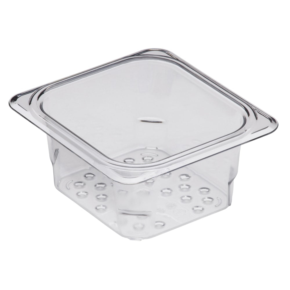 Cambro Camwear GN 1/6 Size 3in Colander Pans, Clear, Set Of 6 Pans