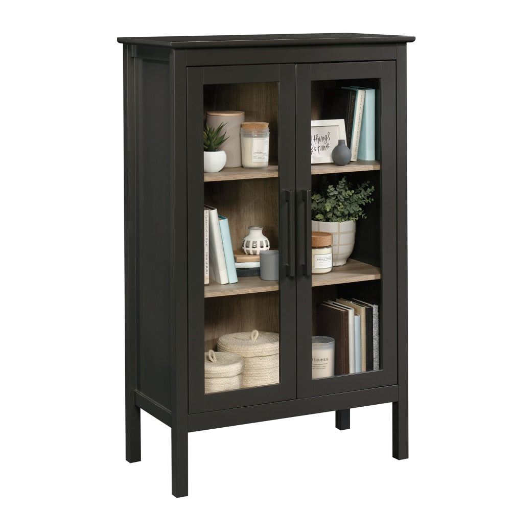 Sauder Anda Norr 50inH 3-Shelf Bookcase Display Cabinet, Slate Gray/Sky Oak