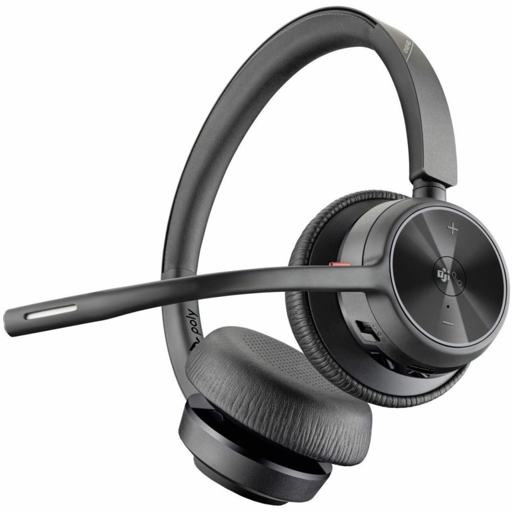 Poly VOYAGER 4320-M Microsoft Teams Certified Headset With Charge Stand - Stereo - USB Type A - Wired/Wireless - Bluetooth - 20 Hz - 20 kHz - On-ear - Binaural - Ear-cup - 4.92 ft Cable - MEMS Technology Microphone - Noise Canceling - Black