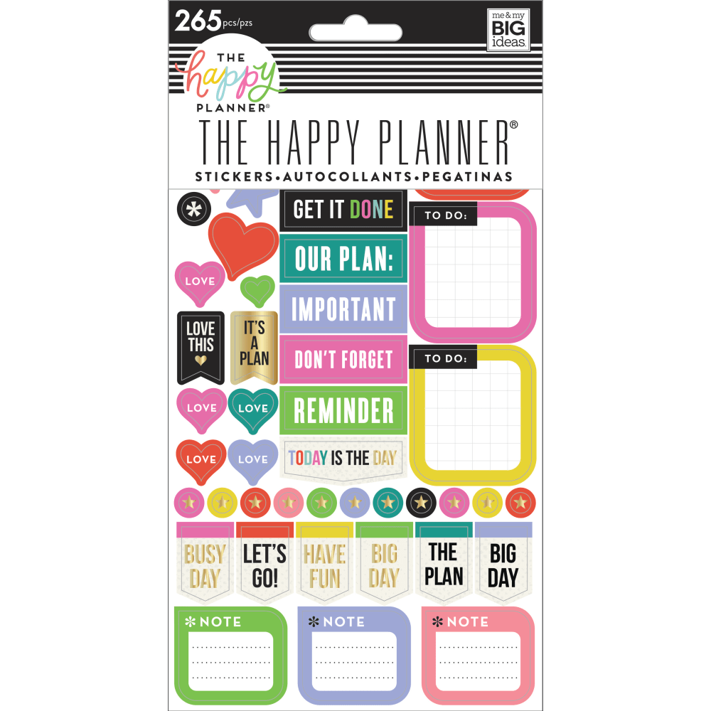 Happy Planner Stickers, 9-1/8in x 4-13/16in, Everyday Reminders, Pack Of 5 Sticker Sheets