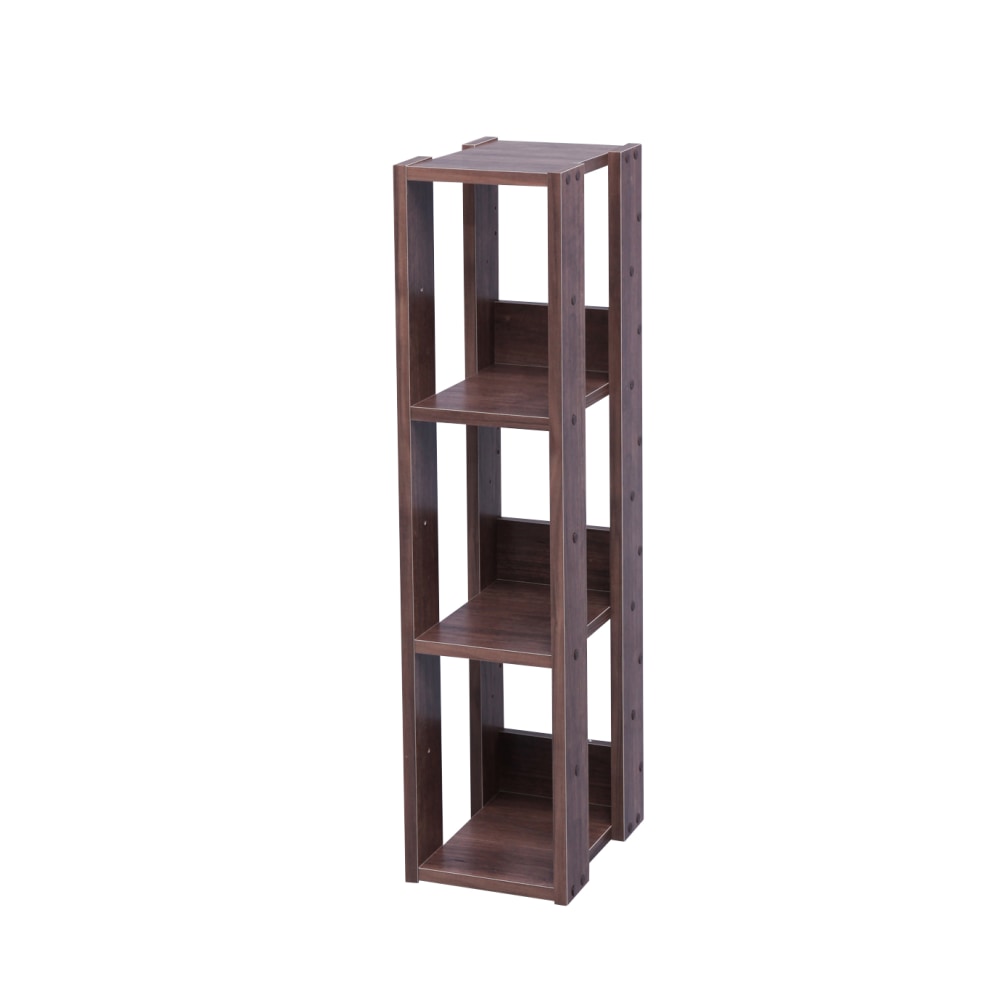 IRIS Mado 35inH 3-Shelf Slim Open Shelving Unit, Brown