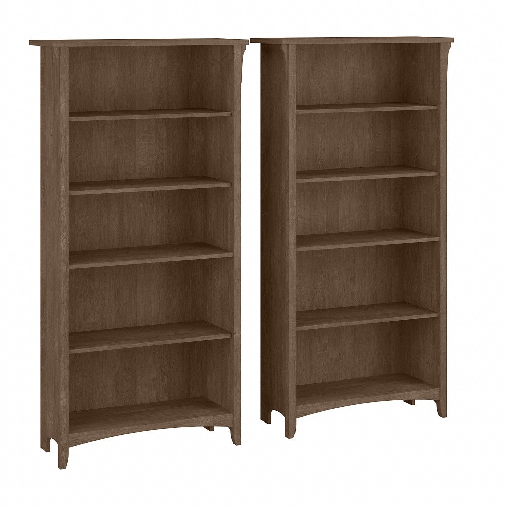 Bush Business Furniture Salinas 63inH 5-Shelf Bookcases, Ash Brown, Set Of 2 Bookcases, Standard Delivery