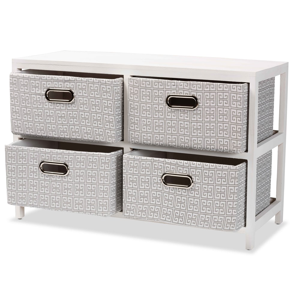 Baxton Studio Camber 29inW 4-Basket Storage Unit, White