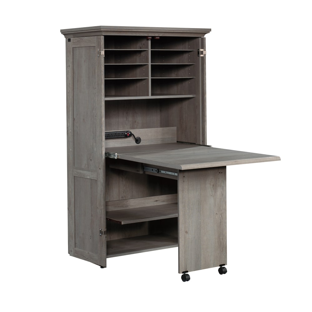 Sauder Craft 36inW Storage Armoire And Stow Away Desk, Mystic Oak