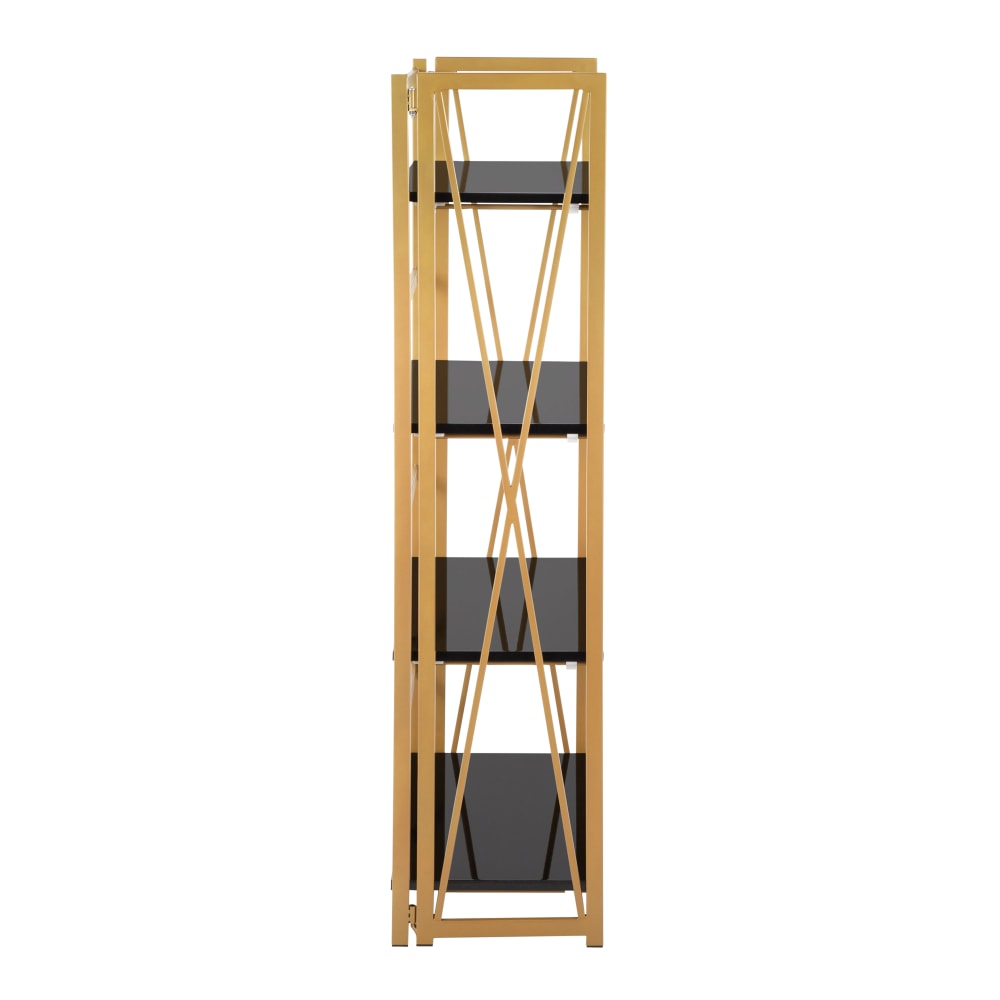 LumiSource Folia 50inH 4-Shelf Bookcase, Black/Gold