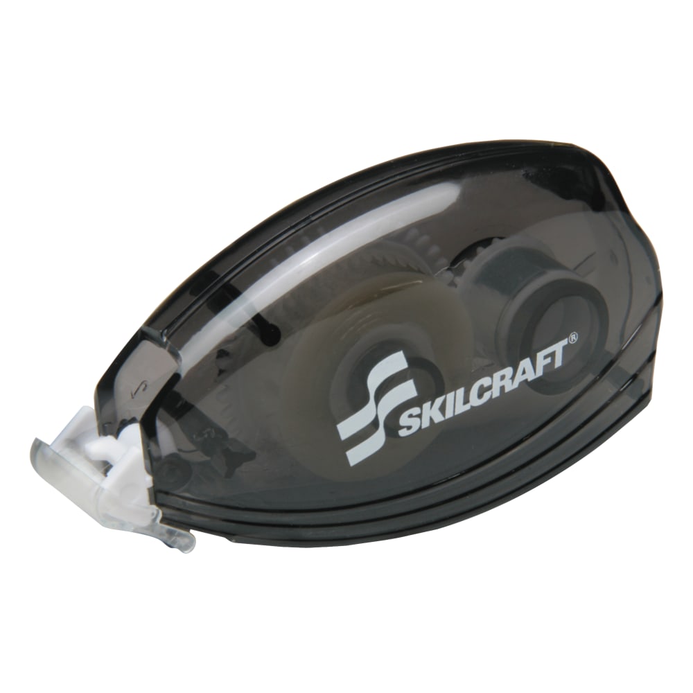 SKILCRAFT Permanent-Adhesive Double-Sided Tape With Dispenser, 0.33in x 393in, Translucent Black (AbilityOne 7510-01-596-4255)