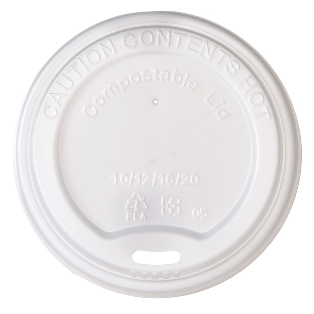 Highmark ECO Compostable Hot Coffee Cup Lids, White, Pack Of 50