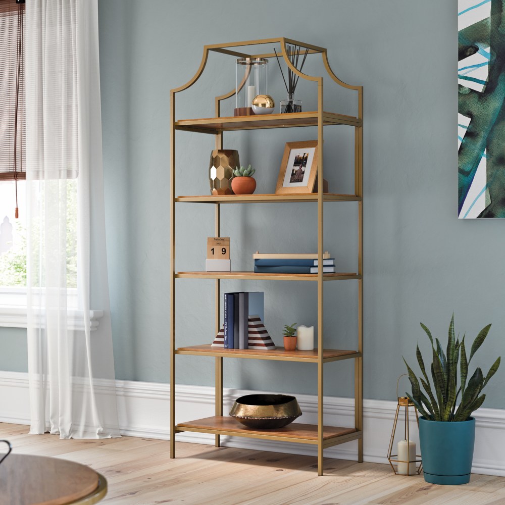 Sauder International Lux 71inH 5-Shelf Bookcase, Sindoori Mango