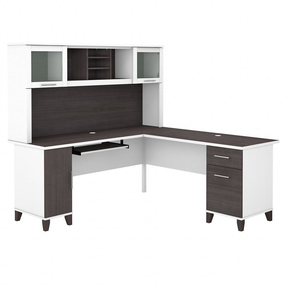 Bush Furniture Somerset 72inW L-Shaped Desk With Hutch, Storm Gray/White, Standard Delivery