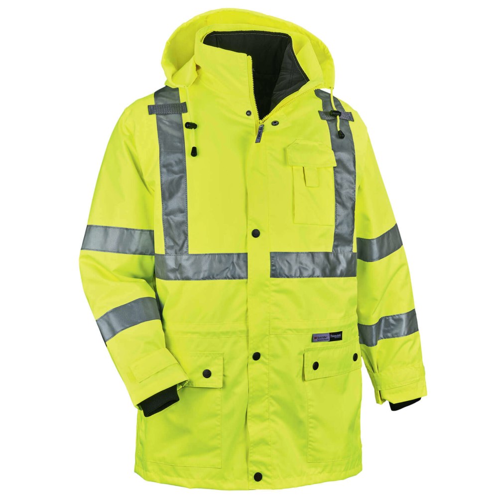 Ergodyne GloWear 8385 Type R Class 3 High-Visibility 4-In-1 Jacket, 5X, Lime