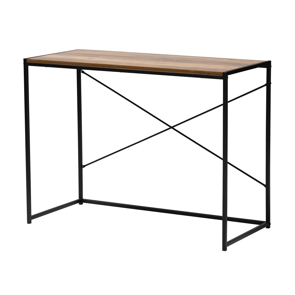 Baxton Studio Pauric 40inW Modern Industrial Writing Desk, Walnut Brown/Black