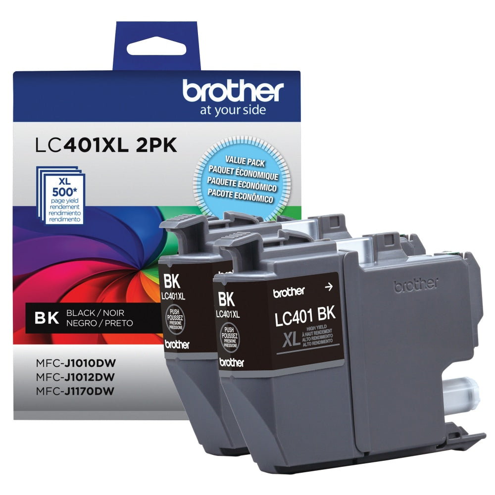 Brother LC401 Black High-Yield Ink Cartridges, Pack Of 2, LC401XL2PK