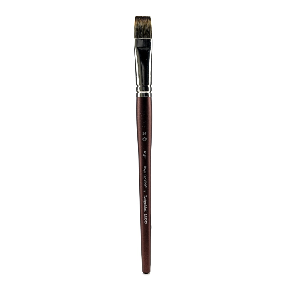 Royal & Langnickel Sabletek Short-Handle Paint Brush, L95010, Size 24, Bright Bristle, Dark Brown