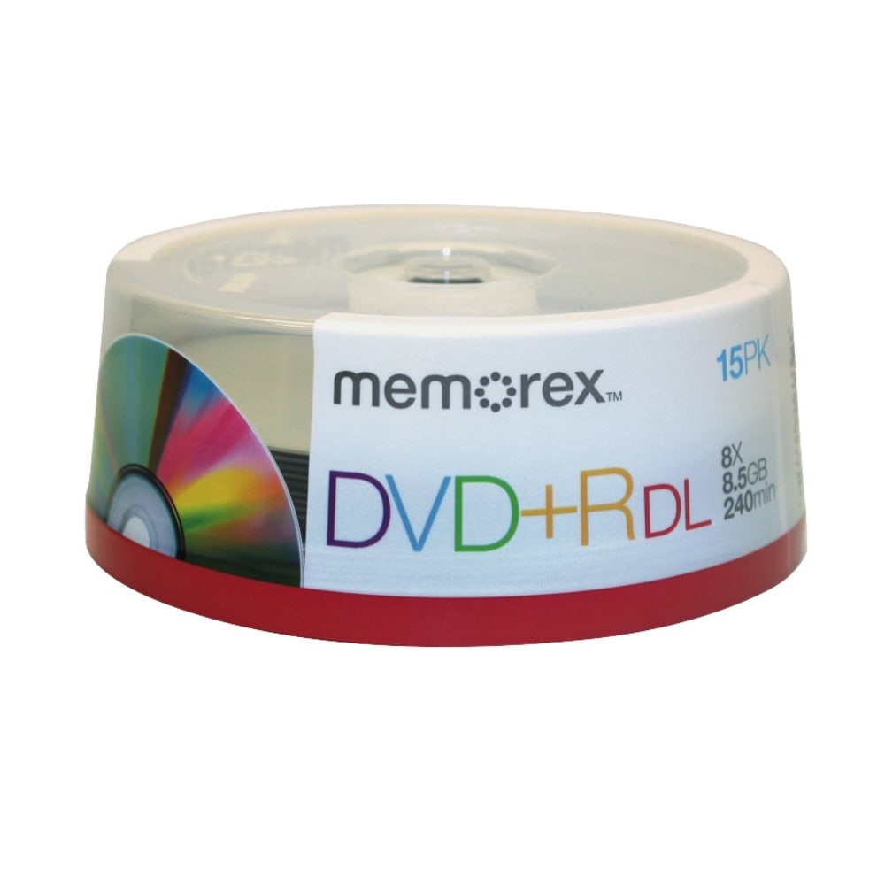 Memorex DVD+R Double Layer Recordable Media Spindle, 8.5GB/240 Minutes, Pack Of 15