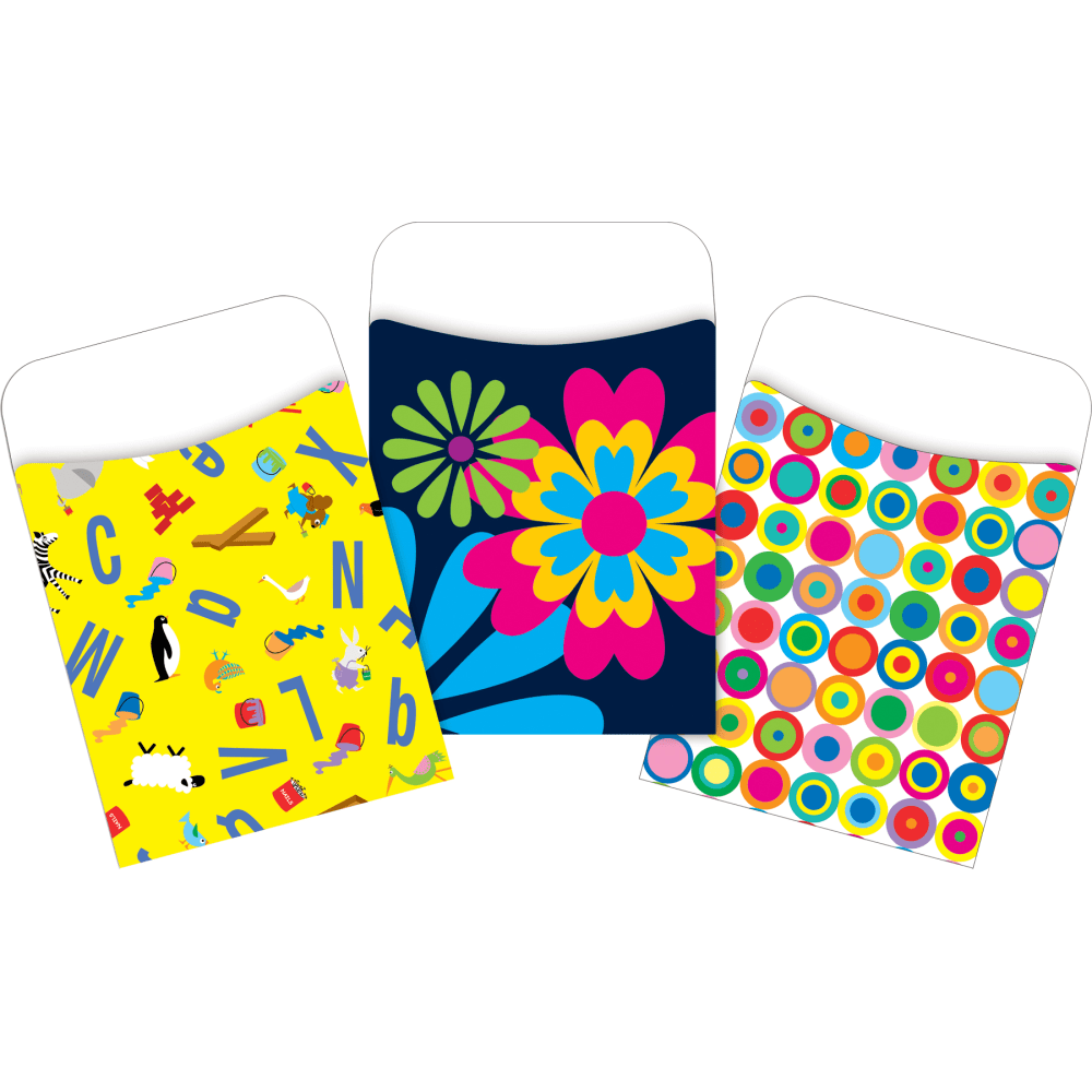 Barker Creek Peel & Stick Library Pockets, 3-1/2in x 5-1/8in, Happy & Bright, Set Of 90 Pockets